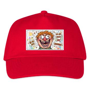Kunterbuntes Cartoongesicht - Kinder Basecap - Rot - Vorne