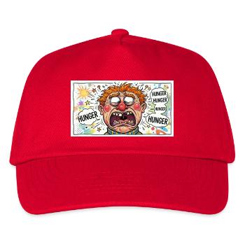 Hunger-Karikatur: Explosiver Cartoonlook - Kinder Basecap - Rot - Vorne