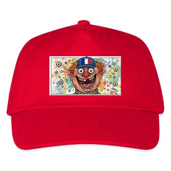 Französischer Fußballclown Popart - Kinder Basecap - Rot - Vorne