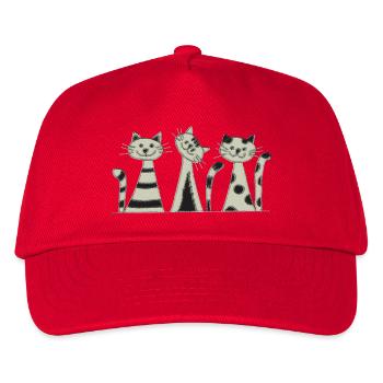 Katzen Trio impressionismus - Kinder Basecap - Rot - Vorne
