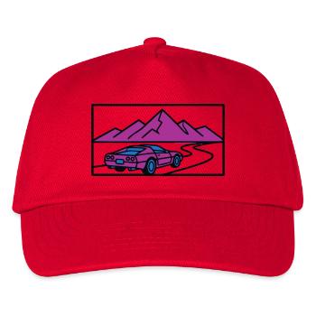 Retro Auto Berge Illustration - Kinder Basecap - Rot - Vorne