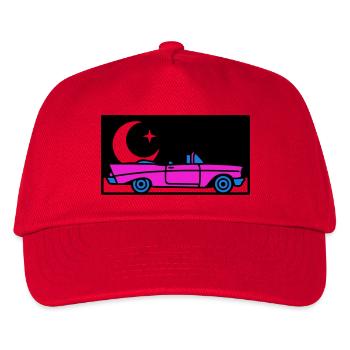 Retro 80s Cabrio Grafik - Kinder Basecap - Rot - Vorne