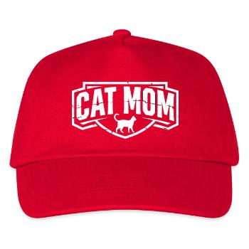 Cat Mom Vintage Wappen - Kinder Basecap - Rot - Vorne