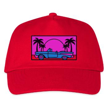 Retro 80er Auto Logo - Kinder Basecap - Rot - Vorne