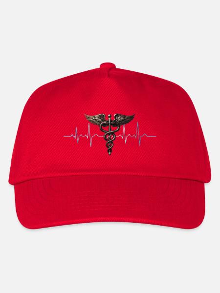 Flügel-Caduceus Herzschlag Design - Kinder Basecap - Rot
