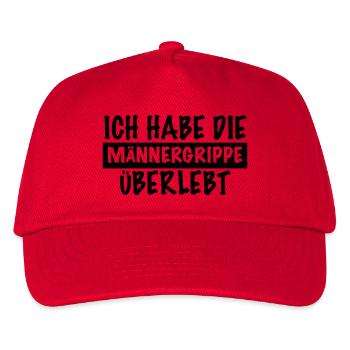 lustiger Spruch MÄNNERGRIPPE ÜBERLEBT kranker Mann - Kinder Basecap - Rot - Vorne