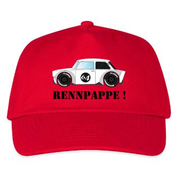 RENNPAPPE! Retro Rallye Auto Design - Kinder Basecap - Rot - Vorne