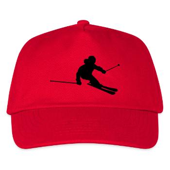Skifahrer - Kinder Basecap - Rot - Vorne