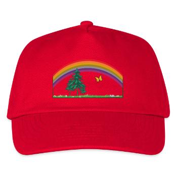 RAINBOW rainbow with meadow and butterfly - Kids’ Baseball Cap - red - Front