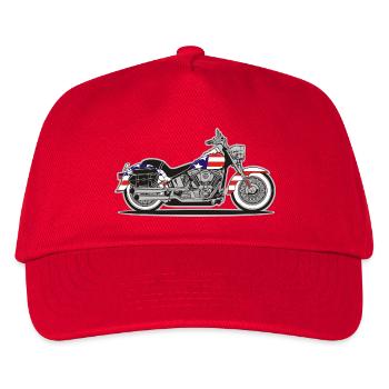 American Patriot Motorcycle with Flag - Kids’ Baseball Cap - red - Front