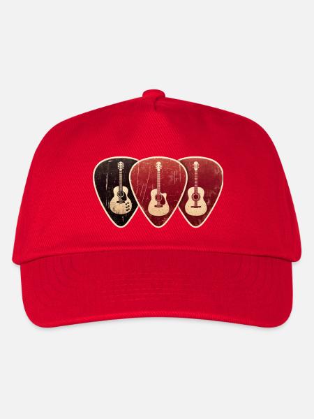 Vintage Design Gitarrenplektren Ventilator. - Kinder Basecap - Rot