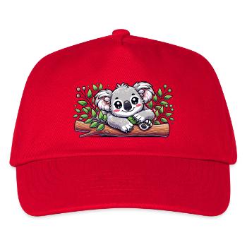 The cute koala bear on a eucalyptus branch - Kids’ Baseball Cap - red - Front