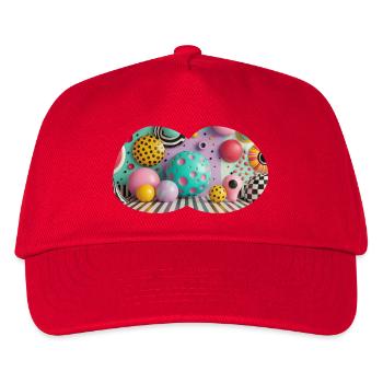 Bunte 3D-Polka-Dot Kunstwelt - Kinder Basecap - Rot - Vorne