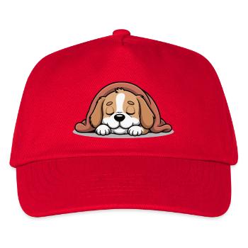 Schlafender Beagle unter Decke - Kinder Basecap - Rot - Vorne