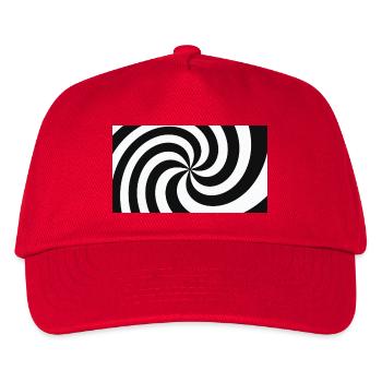Hypnotische Schwarz-Weiß-Haarfeder - Kinder Basecap - Rot - Vorne