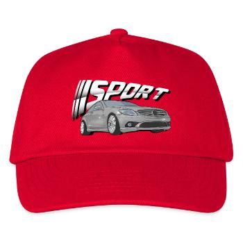 Silberner Sportwagen mit Schriftzug  - Kinder Basecap - Rot - Vorne