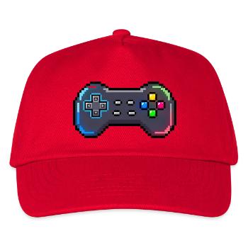 Retro-Gamepad Neon-Pixelstil - Kinder Basecap - Rot - Vorne