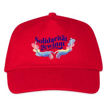 Solidarität gewinnt Spruch Regenbogen Hände - Kinder Basecap - Rot - Vorne