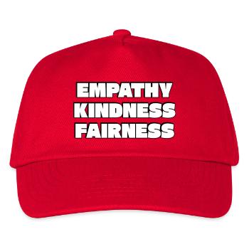 Empathy Kindness Fairness Bold Typography - Kids’ Baseball Cap - red - Front