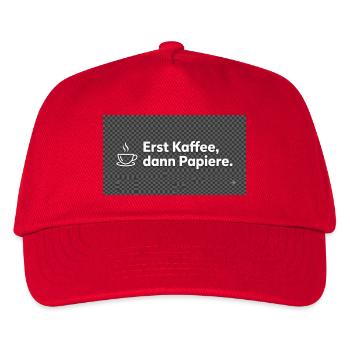Lustiges Kaffee Büro T-Shirt - Erst Kaffee - Kinder Basecap - Rot - Vorne