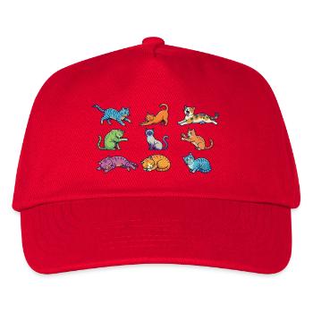 Bunte Katzen: Süße Comic Kätzchen Pop-Art - Kinder Basecap - Rot - Vorne