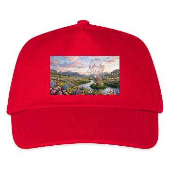 Floral Sky Balloon Traumlandschaft - Kinder Basecap - Rot - Vorne