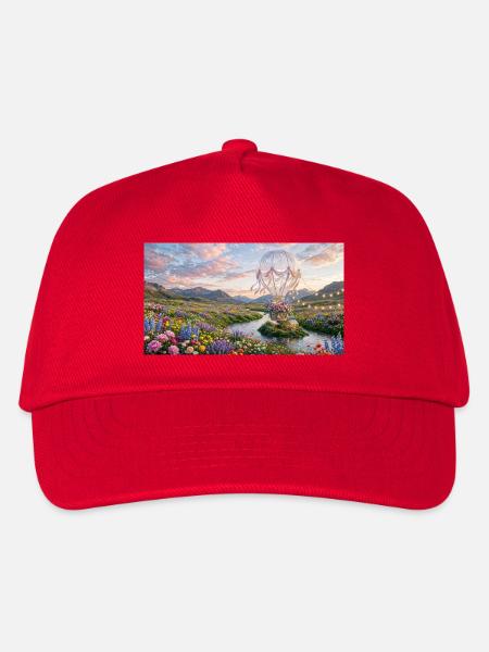 Floral Sky Balloon Traumlandschaft - Kinder Basecap - Rot