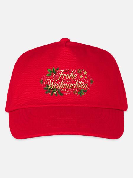 Frohe Weihnachten - Goldener Schriftzug - Kinder Basecap - Rot
