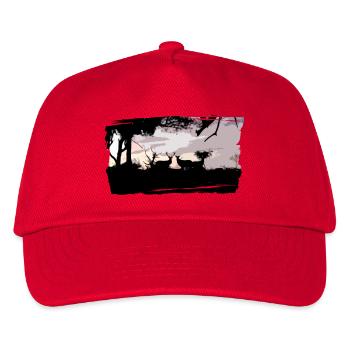 Maßgeschneiderte Hirsch- & Brech-Shirt - Kinder Basecap - Rot - Vorne