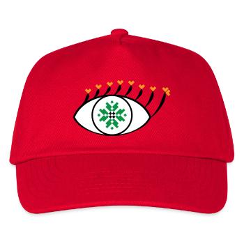 Eye - Traditional Romanian folk art pattern - Kids’ Baseball Cap - red - Front