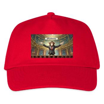 Wortspiel mehrdeutiger Ausdruck – Affentheater (Farce) - Kinder Basecap - Rot - Vorne