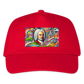 Johann Sebastian Bach: Porträt in modernem Malstil - Kinder Basecap - Rot - Vorne