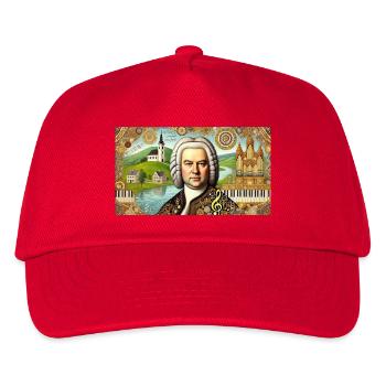 Johann Sebastian Bach: Porträt in modernem Malstil - Kinder Basecap - Rot - Vorne