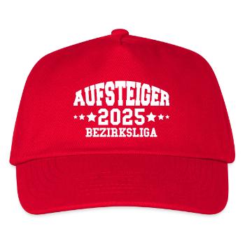 Aufsteiger 2025 Bezirksliga Aufstieg Fußball - Kinder Basecap - Rot - Vorne