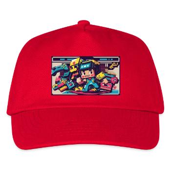 Voxel Gaming Held mit Retro-Design - Kinder Basecap - Rot - Vorne