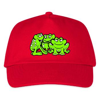 3 Frösche Team Kröte Freunde Cool Crew Lustig süß - Kinder Basecap - Rot - Vorne