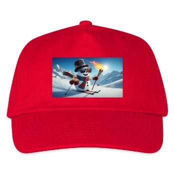 Skieur bonhomme de neige avec torche de feu - Casquette de baseball Enfant - rouge - Devant