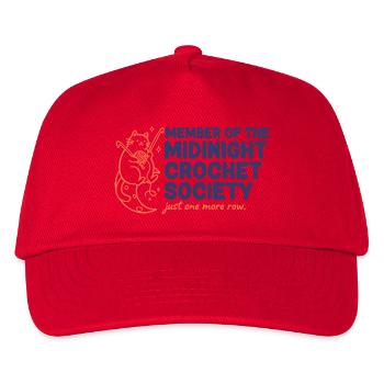 Mitglied der Midnight Crochet Society Nur noch einer - Kinder Basecap - Rot - Vorne