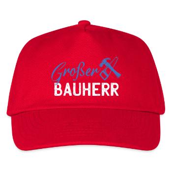 GrafBen Bauherr Bauwerk Grafik - Kinder Basecap - Rot - Vorne