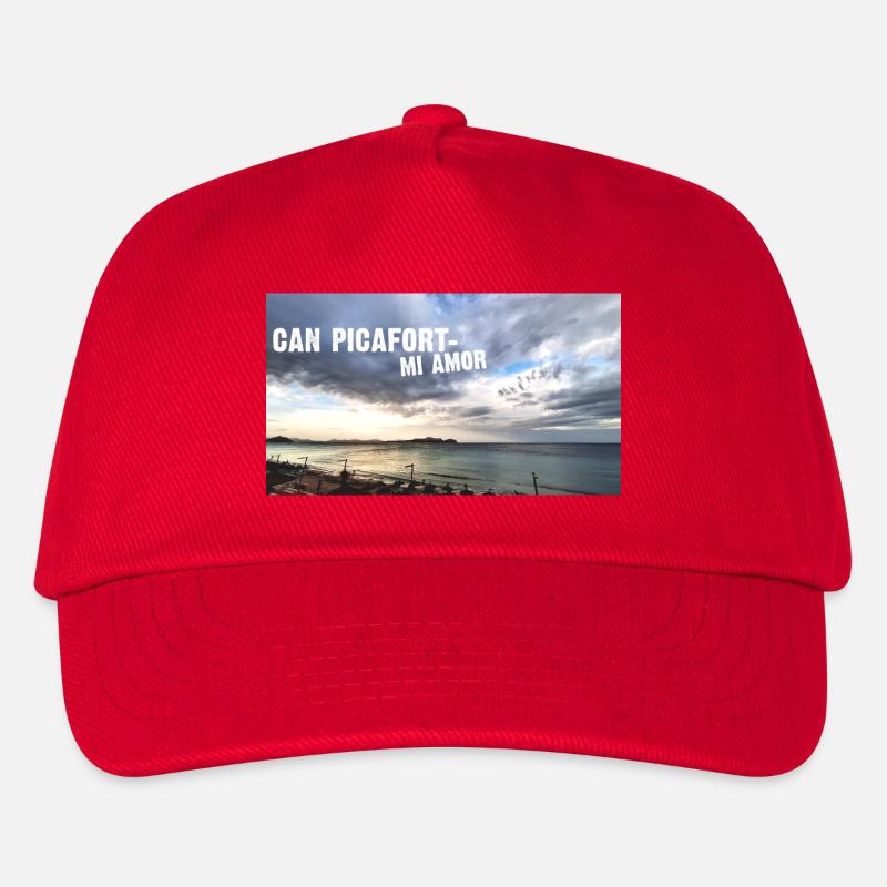 Strandsonnenuntergang Liebe Mallorca Can Picafort - Kinder Basecap - Rot