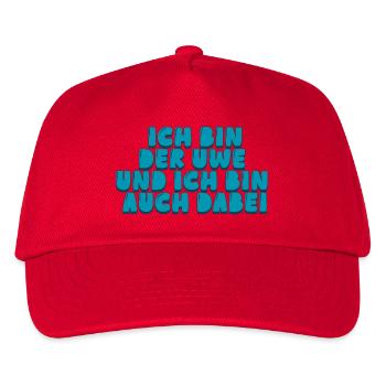 Ich bin der Uwe und ich bin auch dabei - Kinder Basecap - Rot - Vorne