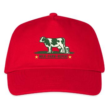 Für Bäuerin und Bauer. Kuh mit Milk-Farm-Repeat - Kinder Basecap - Rot - Vorne