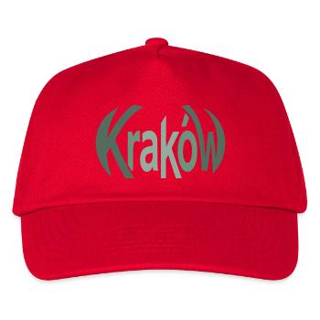 Krakau, Krakow Grün Typo - Kinder Basecap - Rot - Vorne