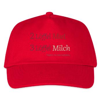 2 Löffel Mut 3 Löffel Milch – Mutmacherdesign - Kinder Basecap - Rot - Vorne
