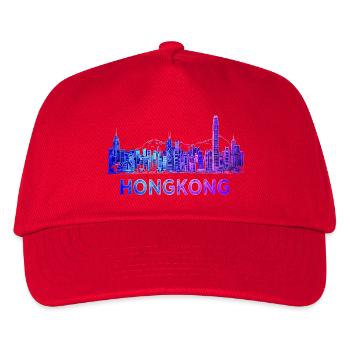 Hongkong Skyline - Kinder Basecap - Rot - Vorne