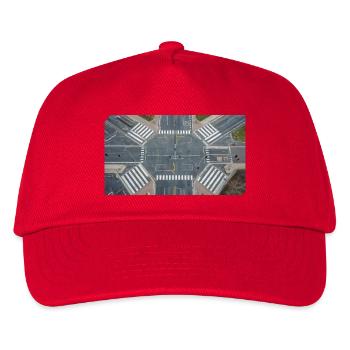 Luftaufnahme Kreuzungsgeometrie - Kinder Basecap - Rot - Vorne