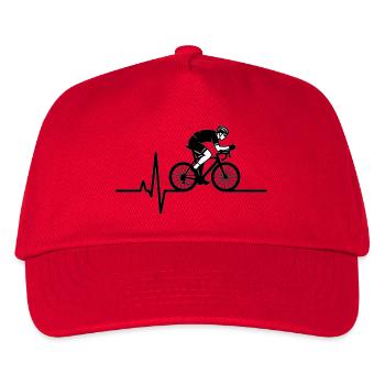Road Bike Heartbeat ECG - Kids’ Baseball Cap - red - Front
