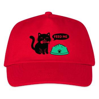 Hungrige Katze Futternapf Grafik - Kinder Basecap - Rot - Vorne