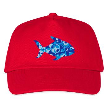 Fisch aus Formen und Muster - Kinder Basecap - Rot - Vorne