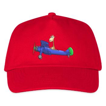Flugzeug Comic Giraffe Kinder - Kinder Basecap - Rot - Vorne